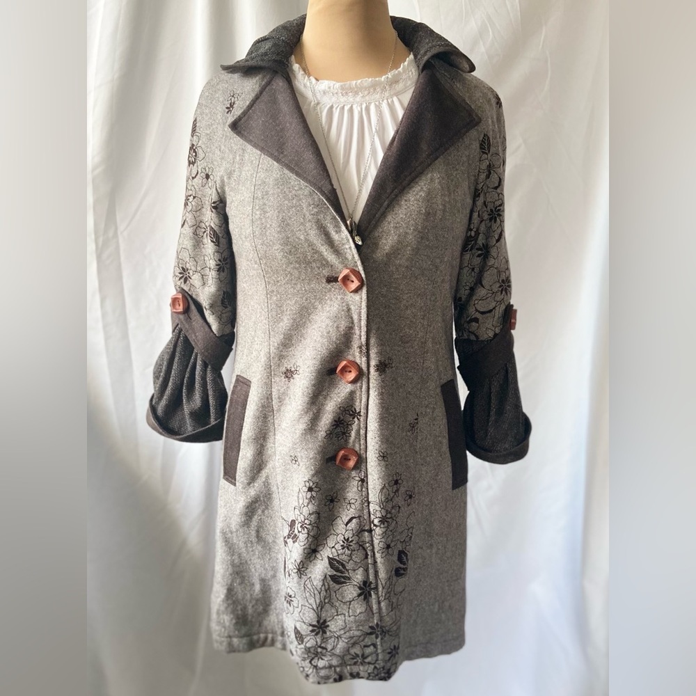 ANAC by Kimi, Brown Floral Women's  Button Down Coat Size S